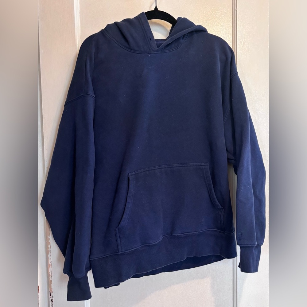 ARITZIA TNA Cozy AF Fleece Hoodie Sweatshirt Navy Size 3